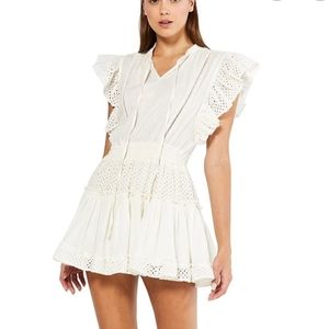 MISA White Eyelet Sarika Mini Dress - M